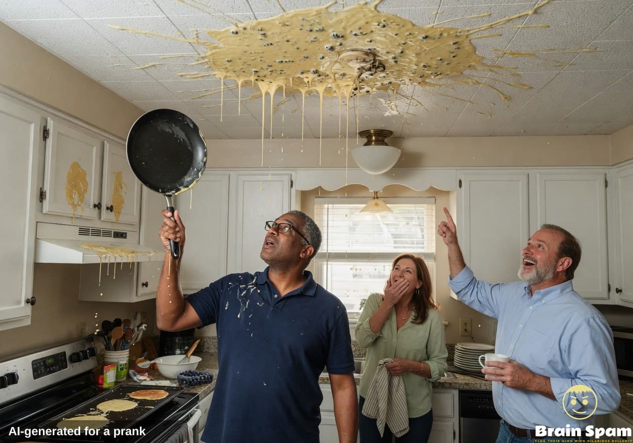 Dennis Quayle Jr Sends Pancake Flying Straight Into Ceiling During Ordinary Breakfast Prep
